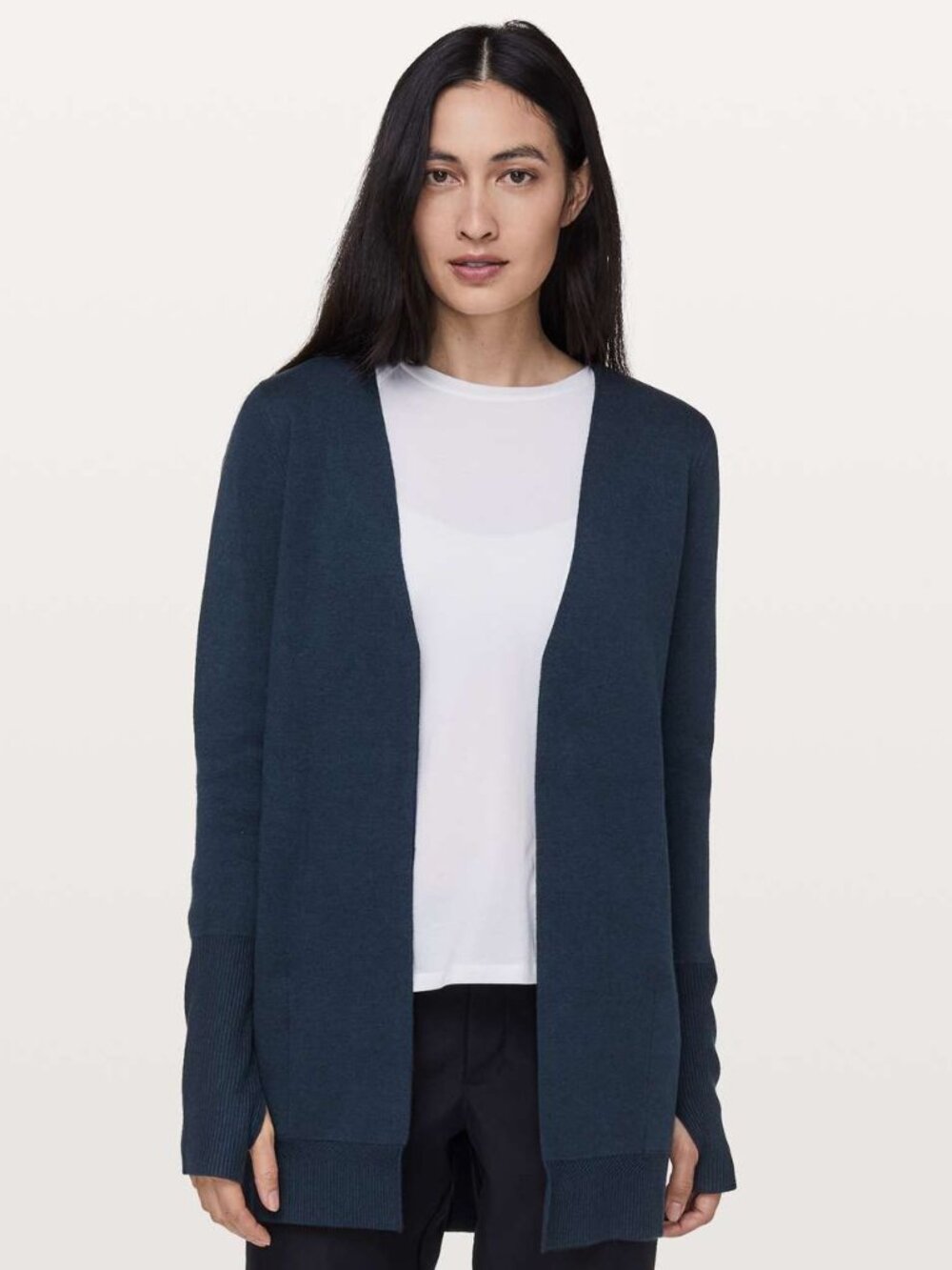 Lululemon Women's Heathered Jet Blue City Street Knit Cardigan Sweater Size